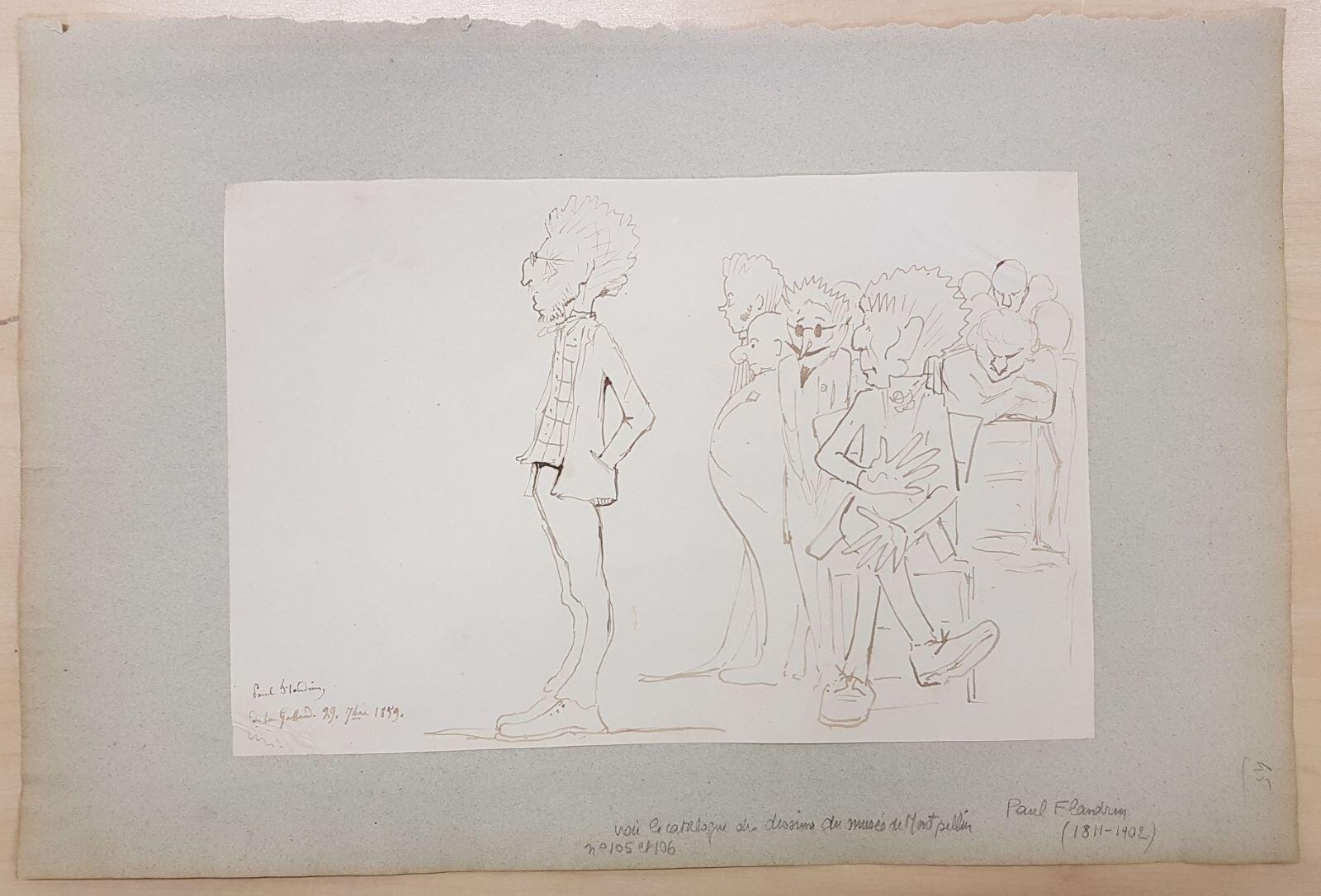Caricature (une séance à l'académie des beaux-arts ?), Paul Flandrin, 1859