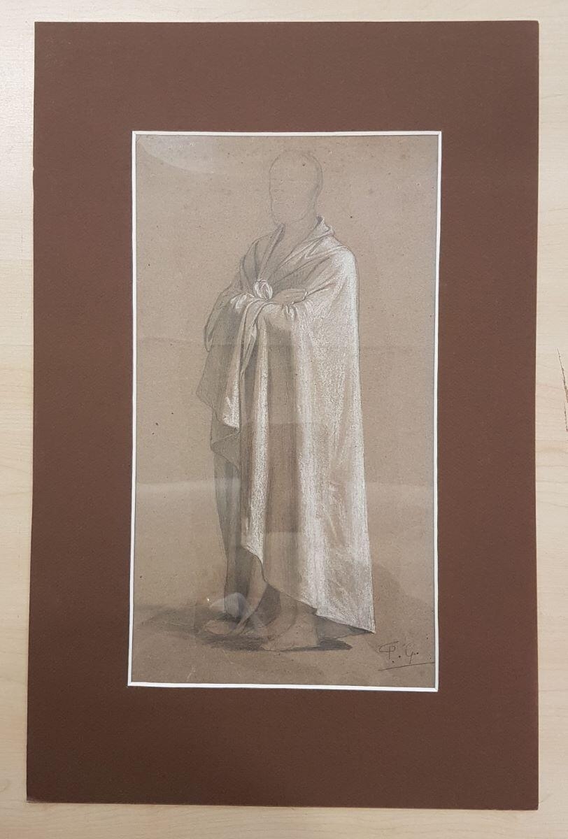 Etude d'homme vêtu d'un drapé, Félix Henri Giacomotti, 19e siècle
