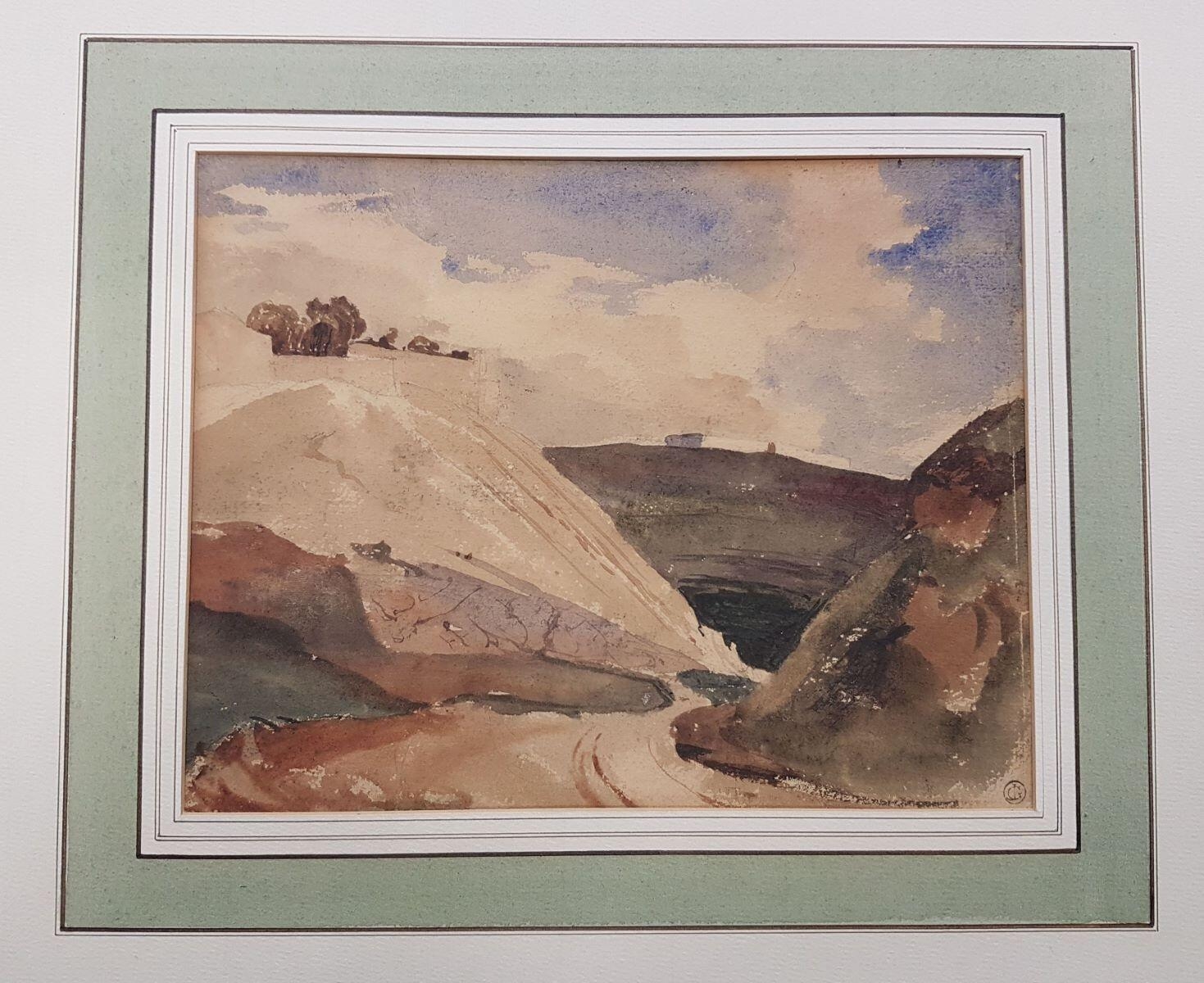 Vue de la citadelle de Besançon depuis un chemin (recto) ; Etude d'arbre (verso), Jean Gigoux, 19e siècle