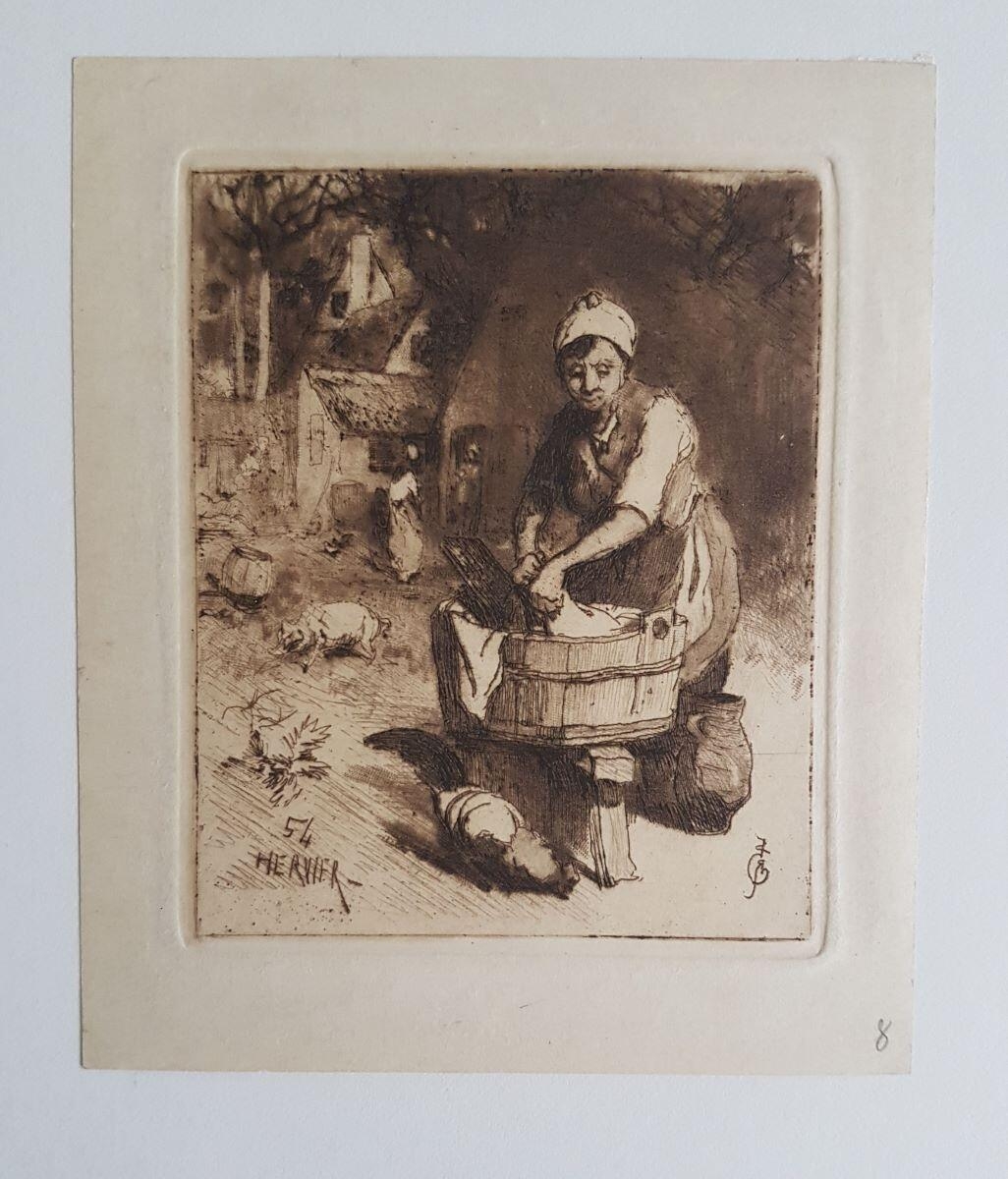 Femme lavant dans un baquet, Adolphe Hervier, 1854