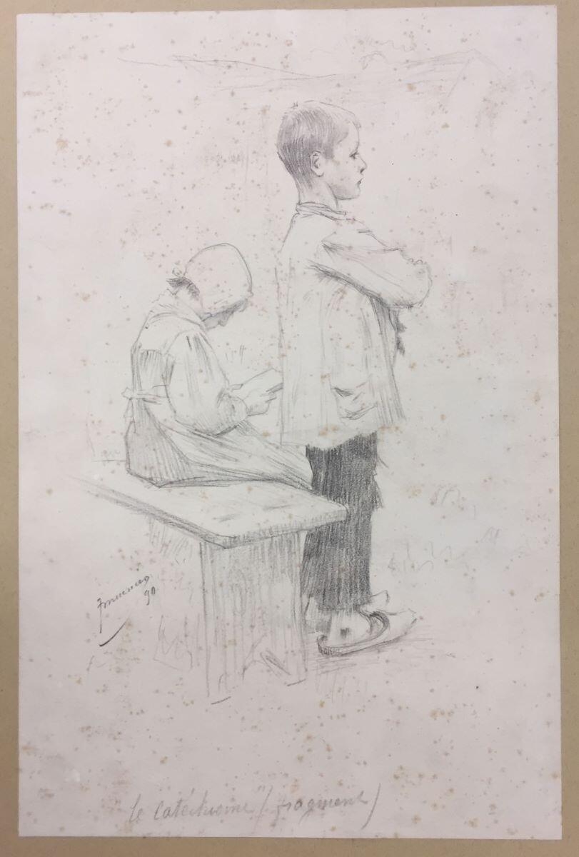 Etude de deux enfants pour "La Leçon de catéchisme", Jules-Alexis Muenier, 1890