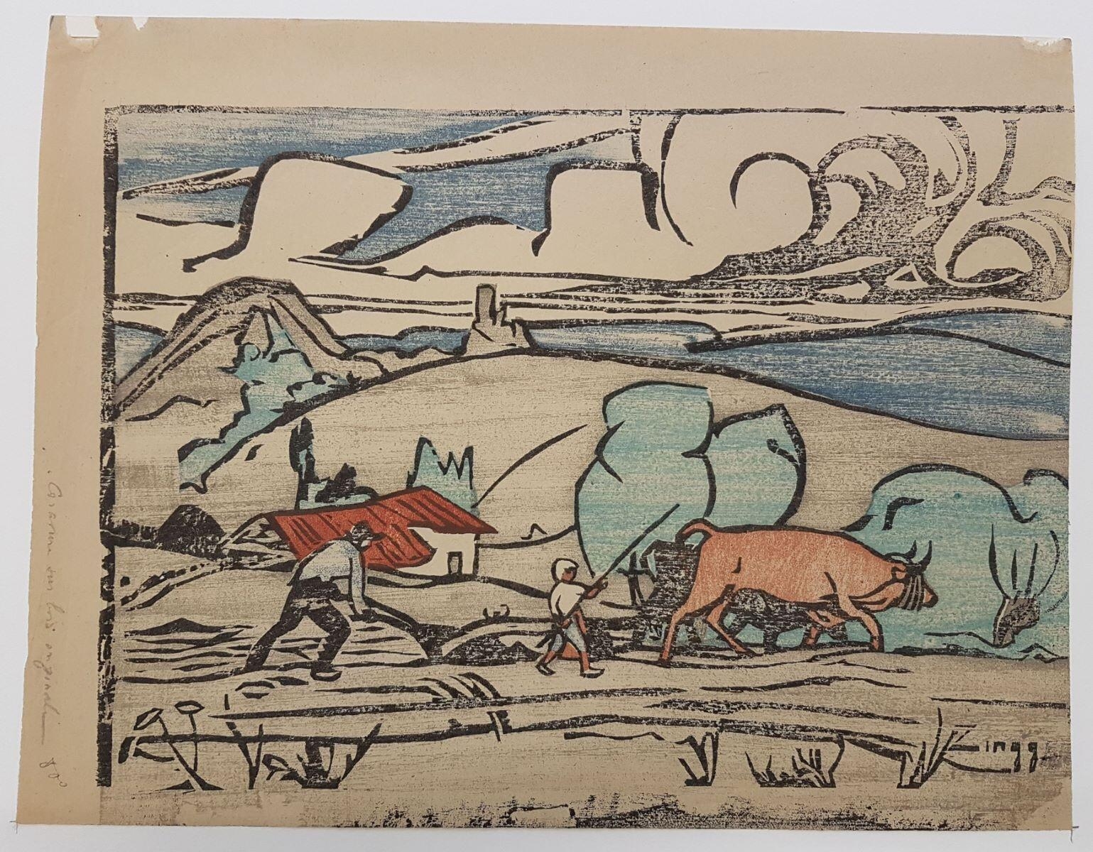 Labour en Auvergne ou Le petit bouvier, Jules-Émile Zingg, 1923