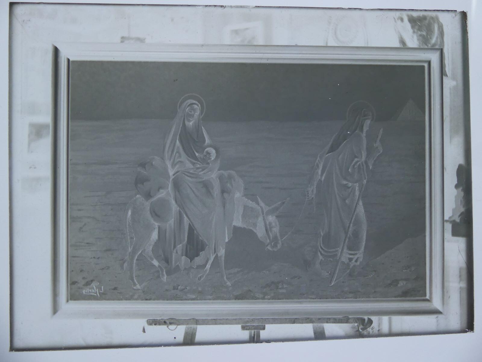 La fuite en Egypte, tableau de Louis Hertig, photographié dans l'atelier, Louis Hertig, 1ère moitié 20e siècle