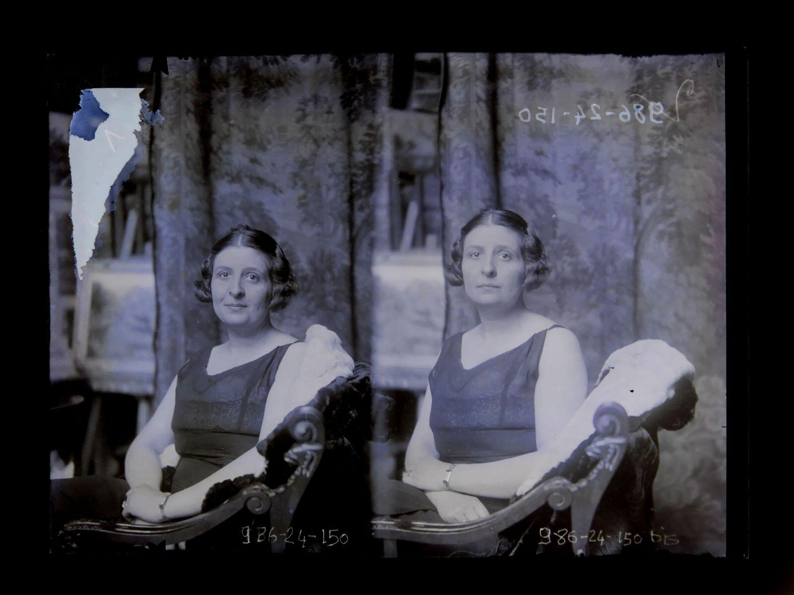 Double portrait d'une femme assise dans un fauteuil, Léon Tirode, 4e quart 19e siècle, 1ère moitié 20e siècle
