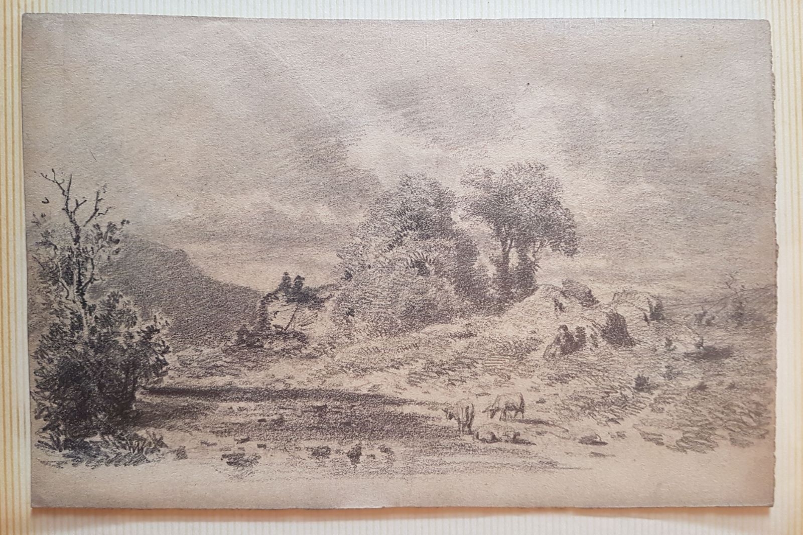 Bergère et moutons en fin d'après-midi, Antonin Fanart, 2e moitié 19e siècle