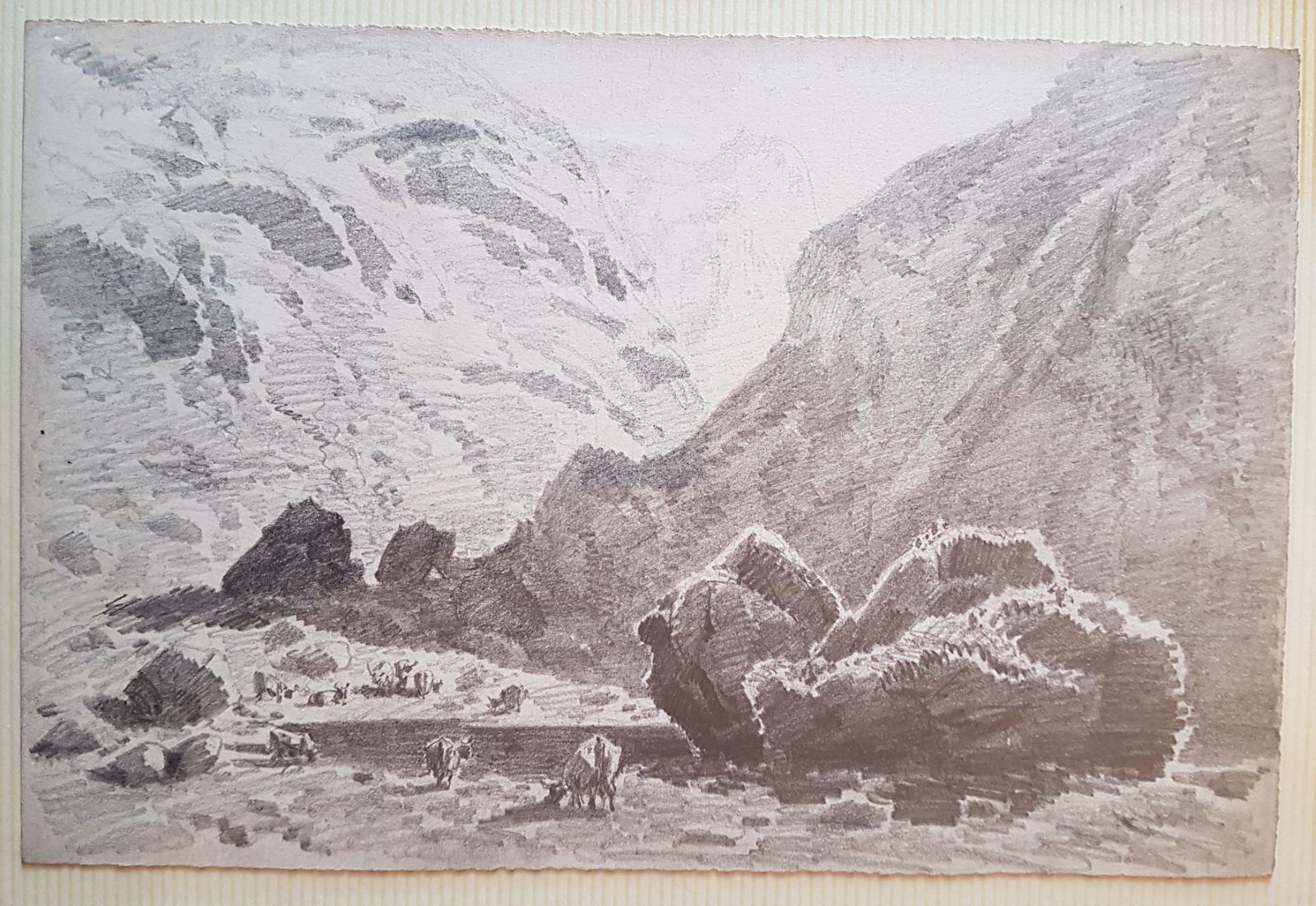 Le troupeau dans les moraines, Antonin Fanart, 2e moitié 19e siècle
