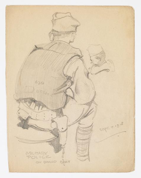 Military Police on board boat, Albert Alexander Smith, 1918