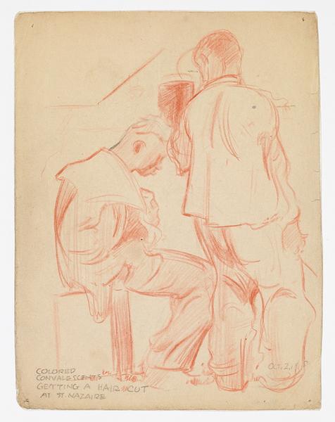 Colored convalescents getting a hair cut at St Nazaire_0