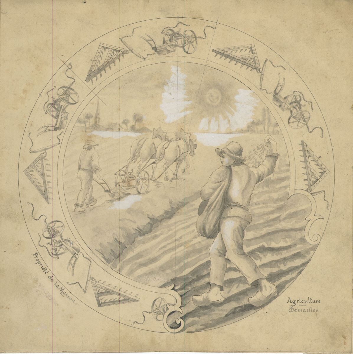Décor de boîte de montre (titre factice), ETABLISSEMENTS FRAINIER, 1900 vers