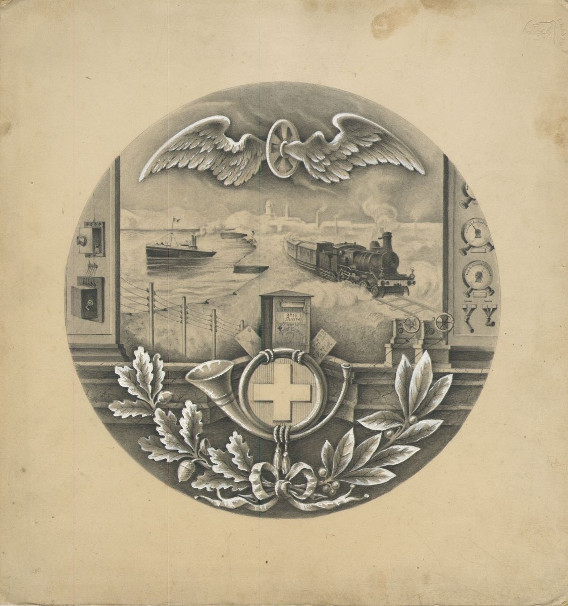 Décor de boîte de montre (titre factice), ETABLISSEMENTS FRAINIER, 1900 vers
