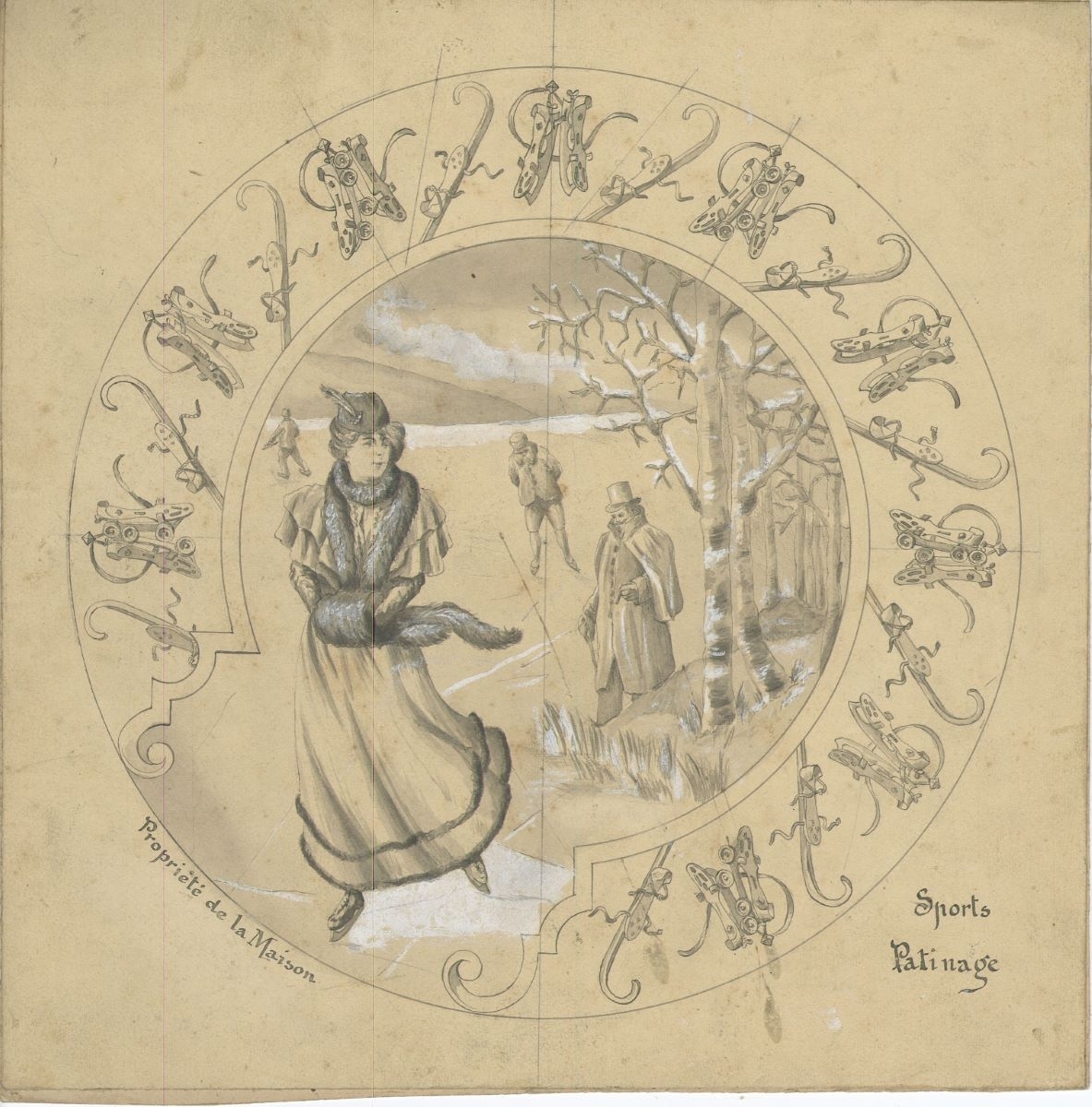 Décor de boîte de montre (titre factice), ETABLISSEMENTS FRAINIER, 1900 vers