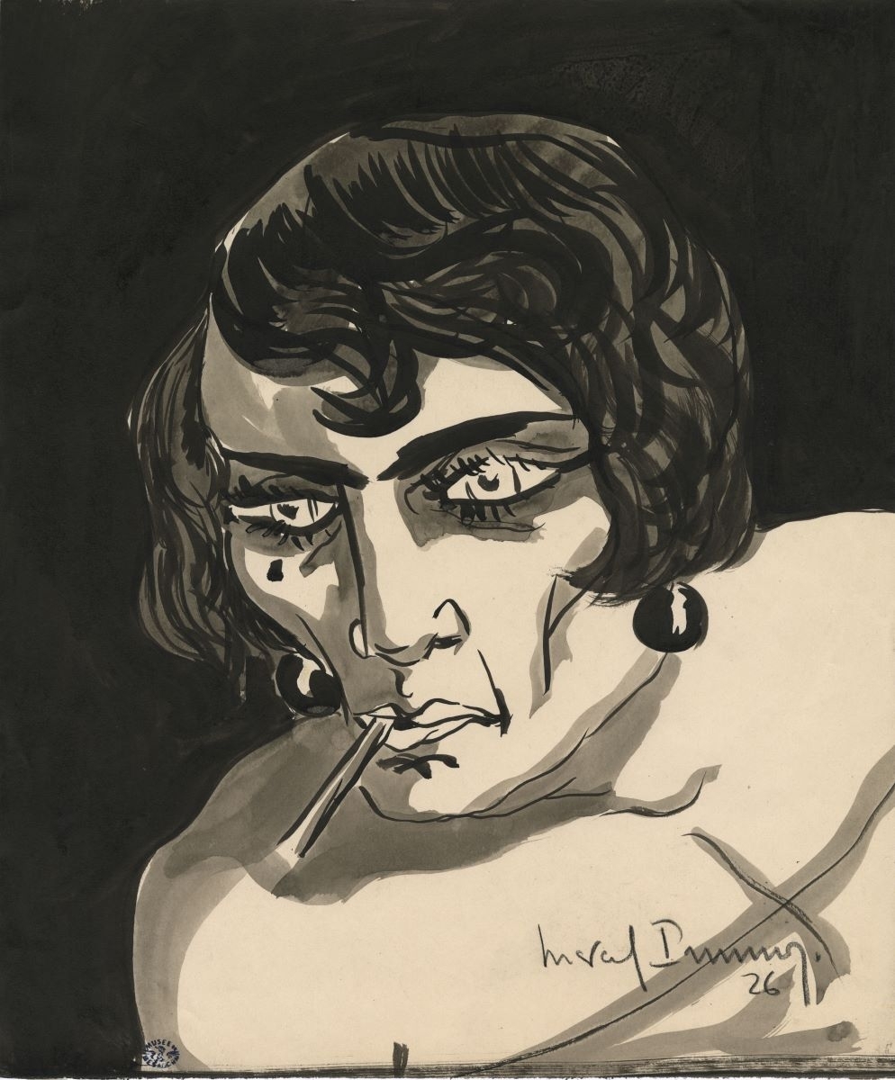 Homme travesti, fumant une cigarette (titre factice), Marcel Prunier, 1926