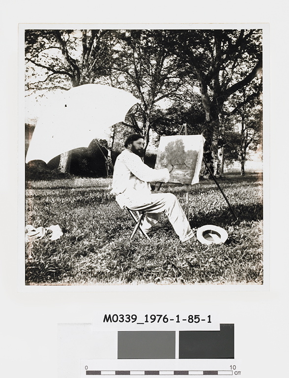 Courbet peignant dans le parc du séminaire d'Ornans, Jacques Eugène Feyen, 1864