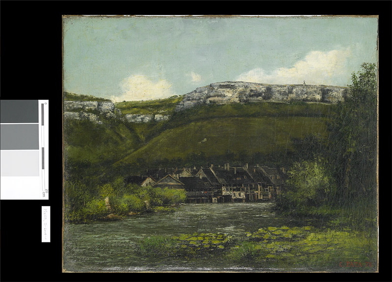 Vue d'Ornans ou Maisons sur la Loue à Ornans, Cherubino Patà, 1878