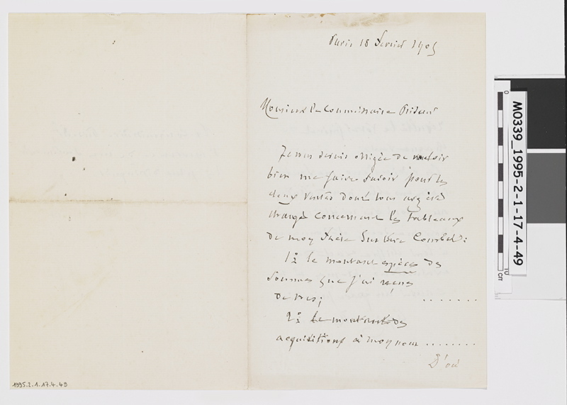 Lettre de Juliette Courbet monsieur le commissaire priseur_0