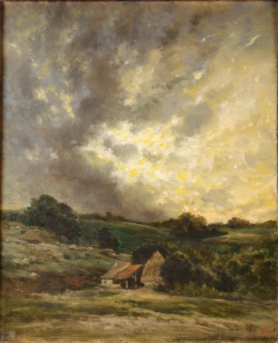 Chaumière dans un paysage nocturne, Louis-Georges Brillouin, 19e siècle