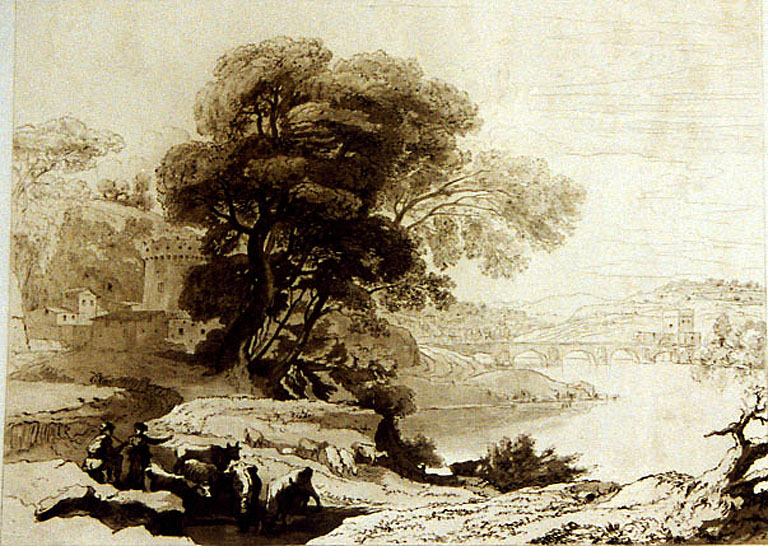 Paysage, ou Bords du Tibre avec le Ponte Molle, (dit), GELLEE Claude Le Lorrain, 19e siècle
