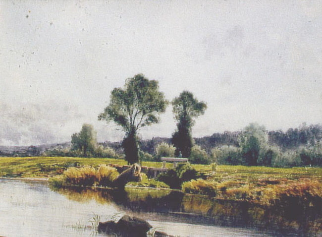 Paysage : bords de rivière, Charles Donzel, 1885
