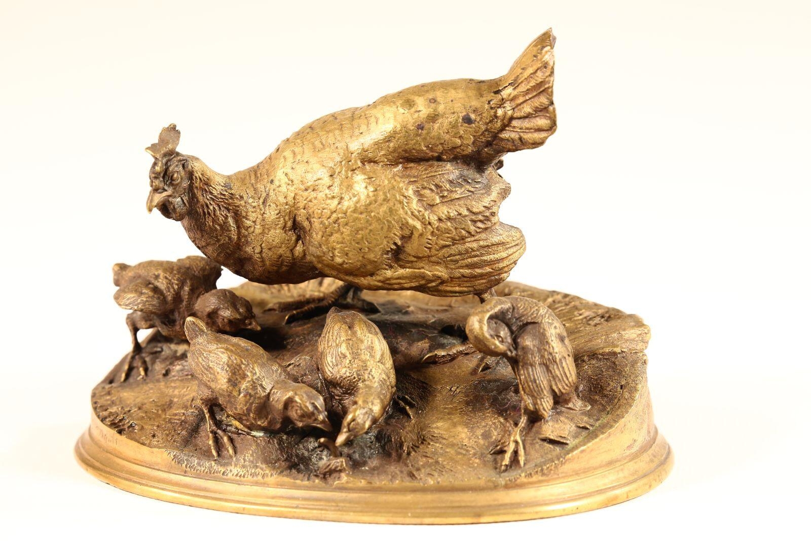 Mère poule et ses petits, Pierre Jules Mêne, 19e siècle