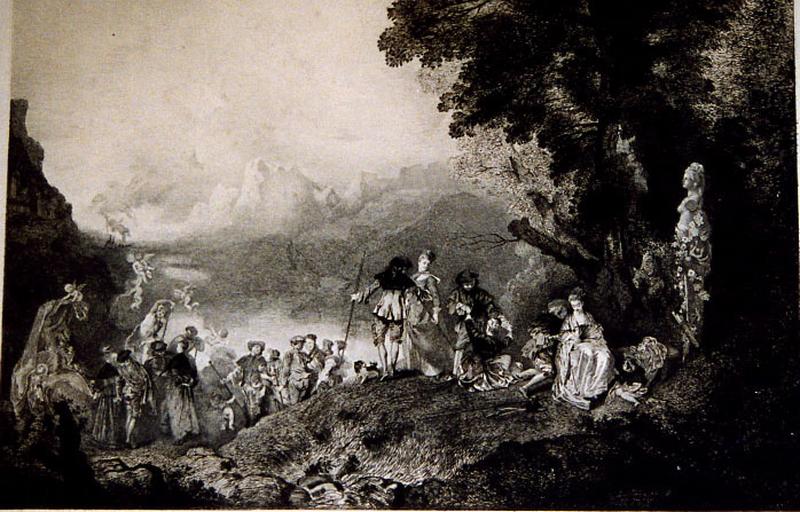 Pèlerinage à l'île de Cythère ; L'embarquement pour l'île de Cythère (titre de la chalcographie du Louvre)_0