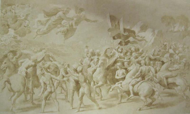 Apparition des saints Pierre et Paul à Attila ; Appartion de saint Pierre et saint Paul à Attila (titre de la chalcographie du Louvre)_0