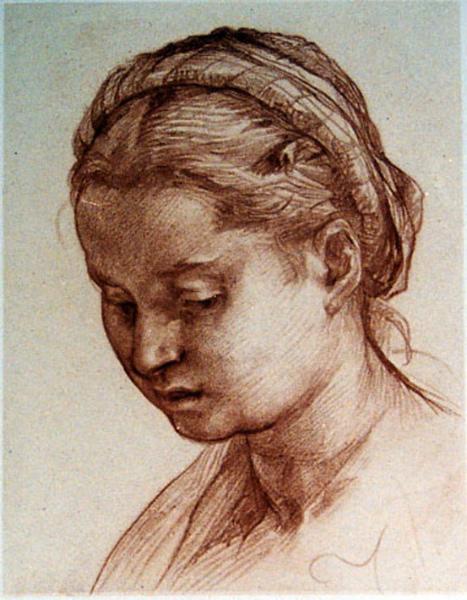 Lucrezia del Fede ; Portrait de Lucrezia Fede, femme du peintre (titre de la chalcographie du Louvre) — Andrea del Sarto