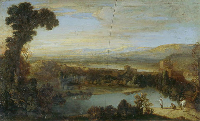 Paysage avec une rivière. Le bac_0