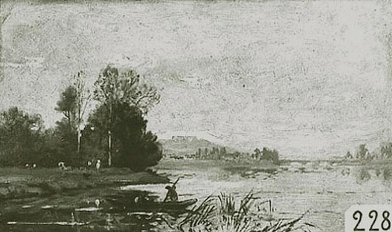 Paysage, rivière, Alexandre René Veron, 2e moitié 19e siècle