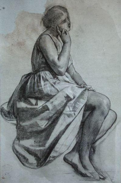 Jeune fille assise, Faustin Besson, 2e moitié 19e siècle