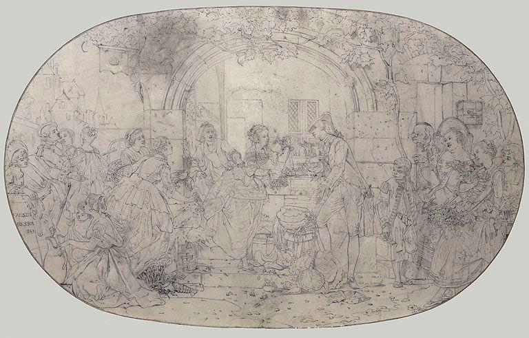 Scène de marché, Faustin Besson, 1853