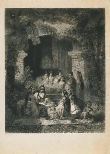 Scène orientaliste. Réunion de jeunes femmes_0