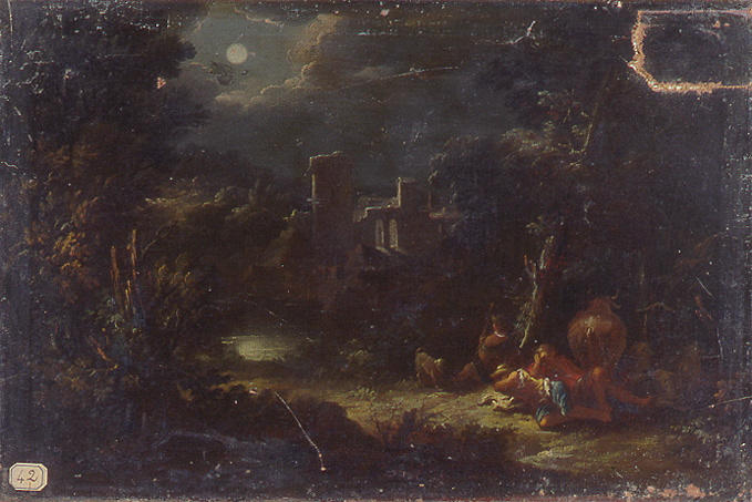 Bergers et troupeau au clair de lune, Simon-Mathurin Lantara, 18e siècle