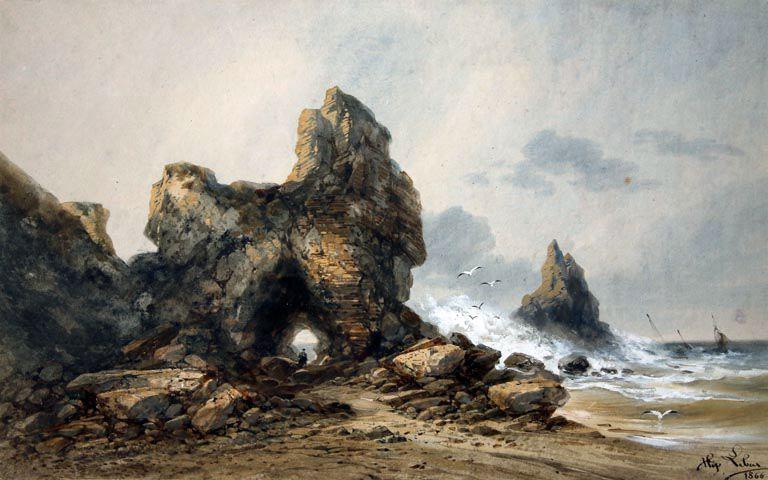 Roche percée au bord de la mer, Gabriel Hippolyte Lebas, 1866