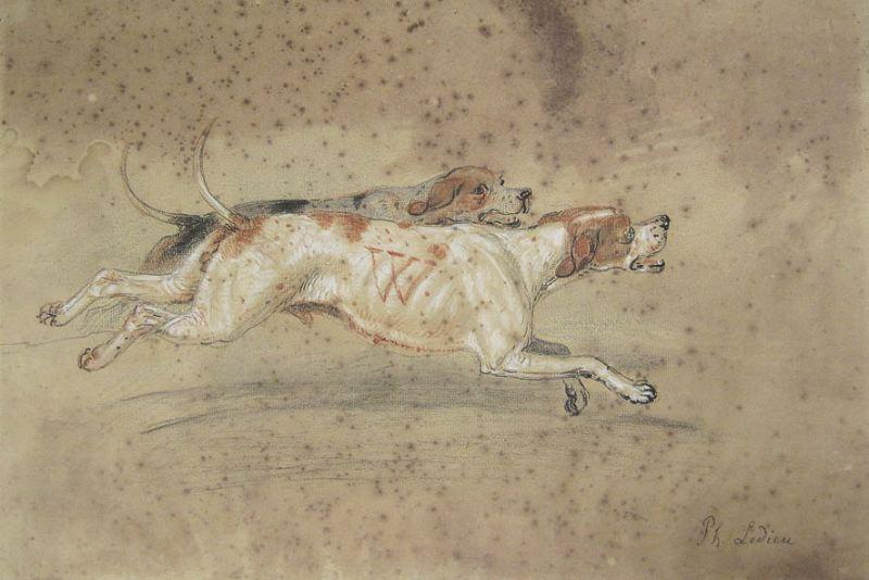 Chiens courants, Philippe Ledieu, 19e siècle