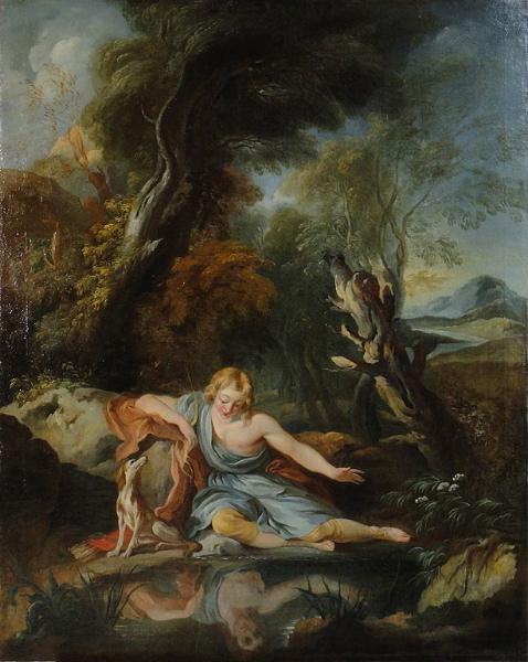 Narcisse contemplant son reflet dans l'eau_0