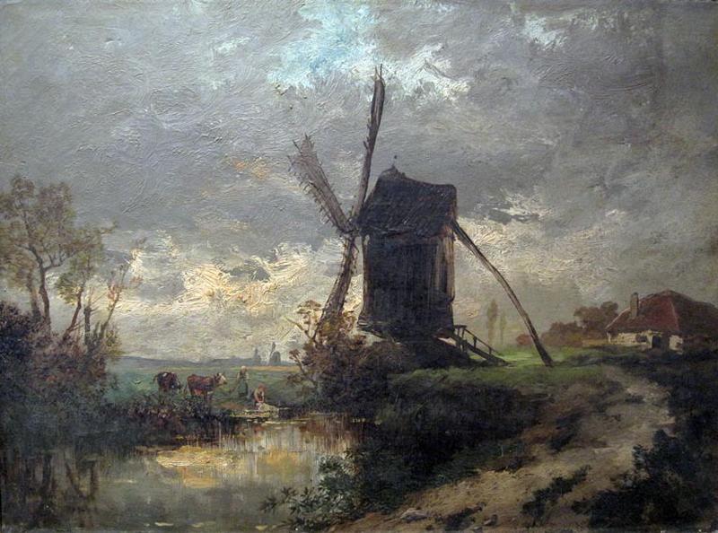Moulin auprès d'une mare, Léon Victor Dupre, 3e quart 19e siècle, 4e quart 19e siècle