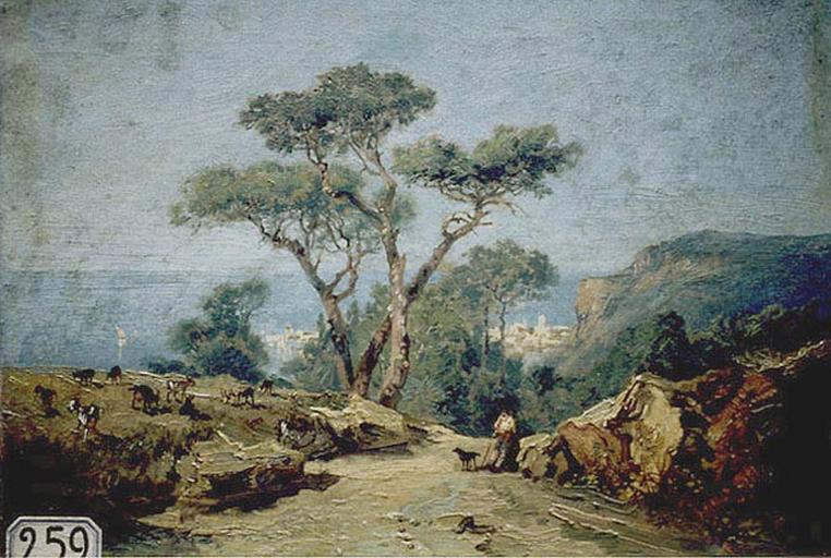 Chemin sous la falaise, Alexandre René Veron, 2e moitié 19e siècle