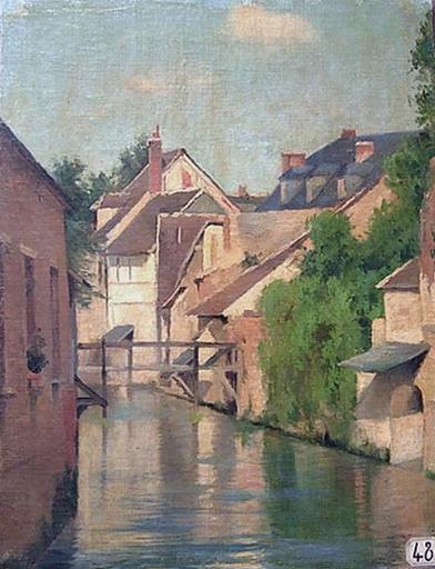 Etude. Maison se réfléchissant dans l'eau. Vue de Besançon_0