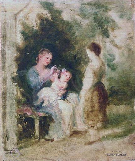 Scène de famille. Esquisse, Fritz Zuber-Buhler, 2e moitié 19e siècle