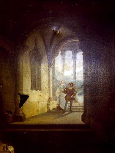 Le cloître, jeune seigneur et sa dame, François Marius Granet, 1ère moitié 19e siècle