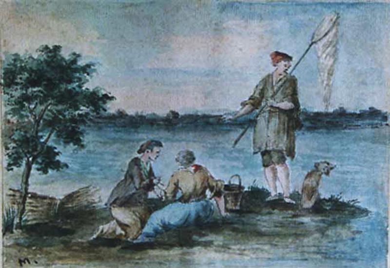 Pêcheurs au bord d'une rivière, Louis-Joseph Masquelier
