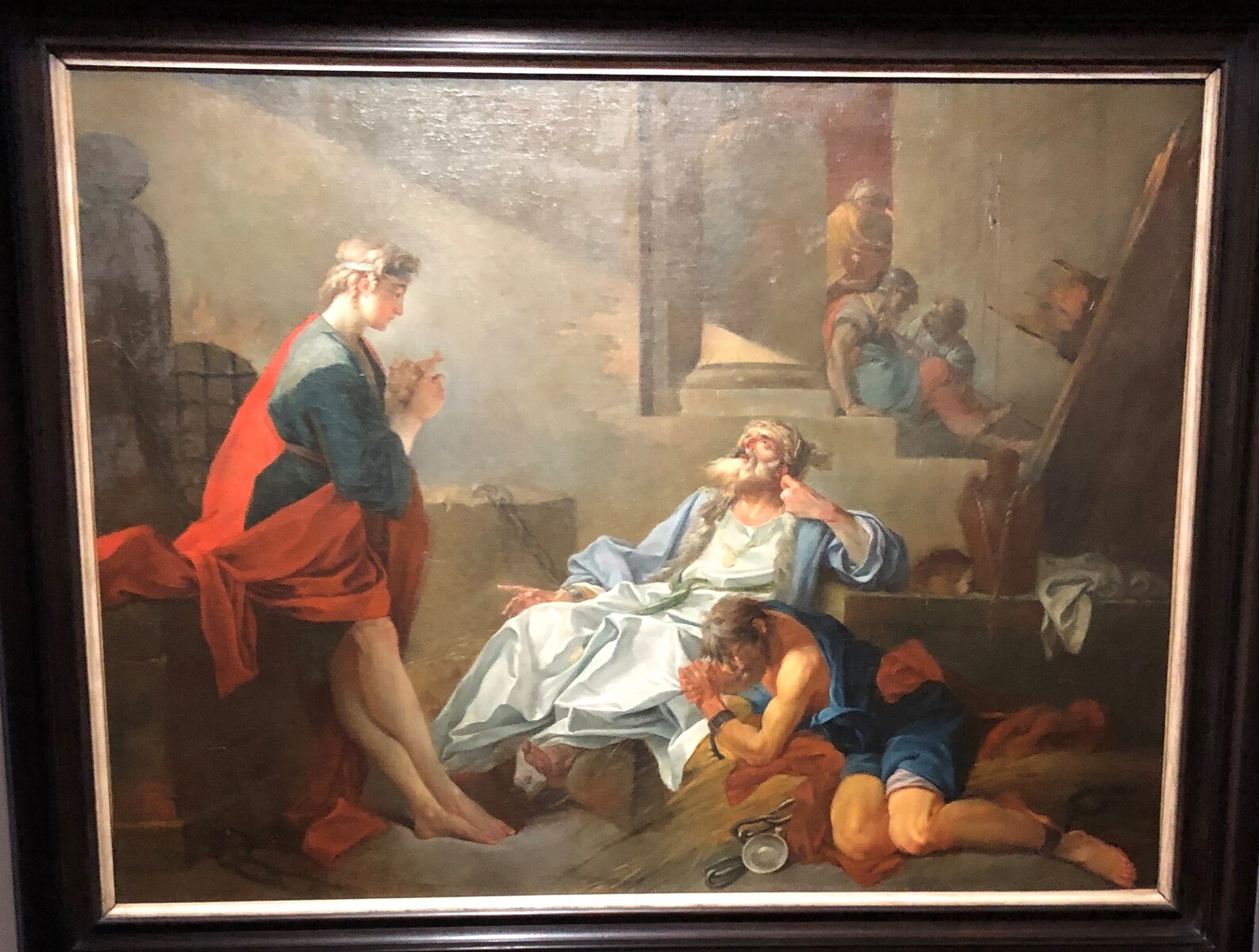 Joseph en prison expliquant leurs songes aux deux officiers du Pharaon, Philippe-Louis Parizeau, 18e siècle