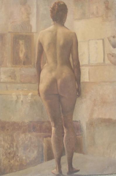 Etude de l'Académie Julian: nu féminin debout vu de dos, Gaston Ernest Marche, 1887-1893