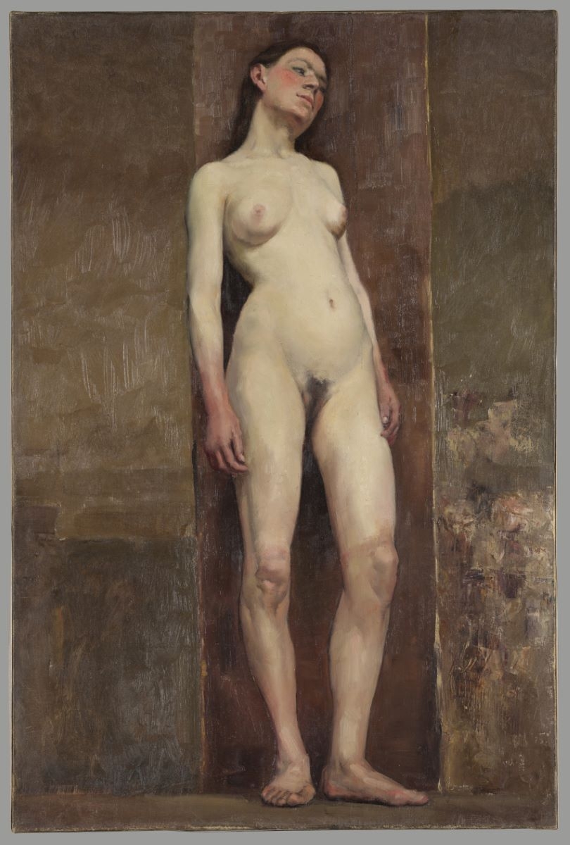 Étude de l'Académie Julian : Nu féminin de face et déhanché, Gaston Ernest Marche, 1891