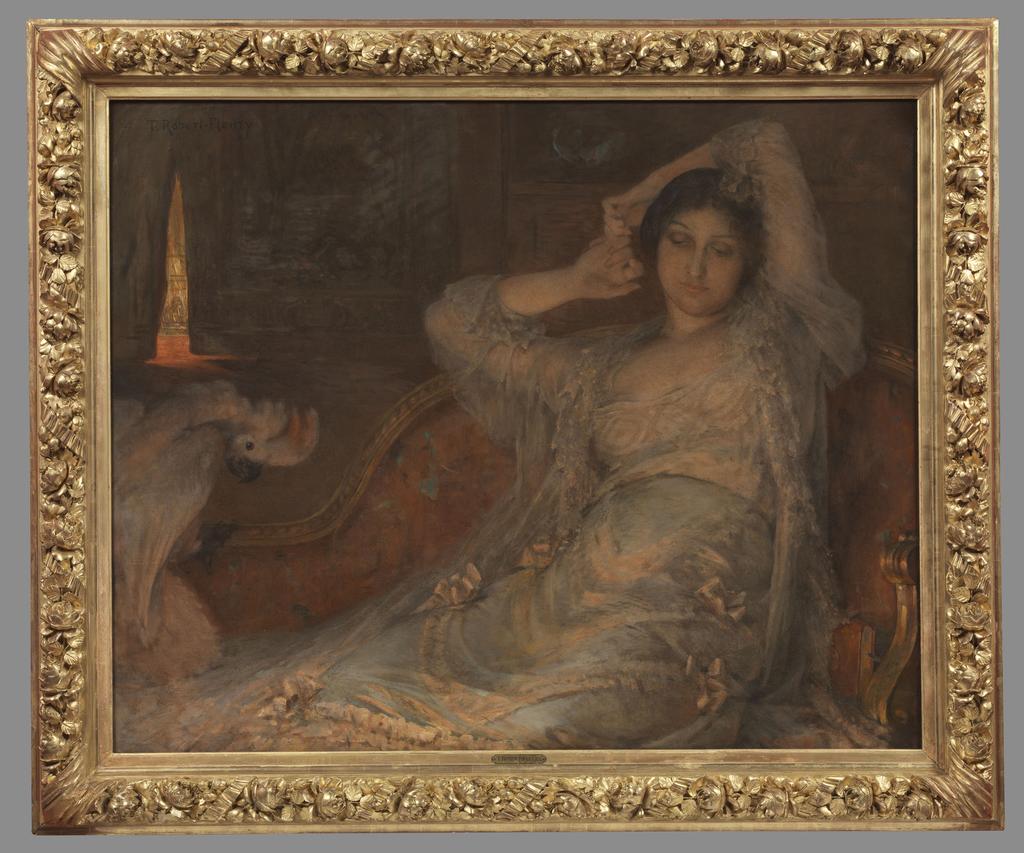 Au coin du feu, rêverie, Tony Robert-Fleury, 2e moitié 19e siècle, 1er quart 20e siècle