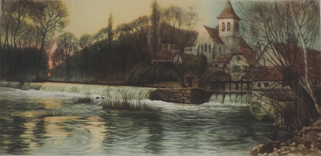 Coucher de soleil sur Montigny-sur-Loing, Paul Girardet