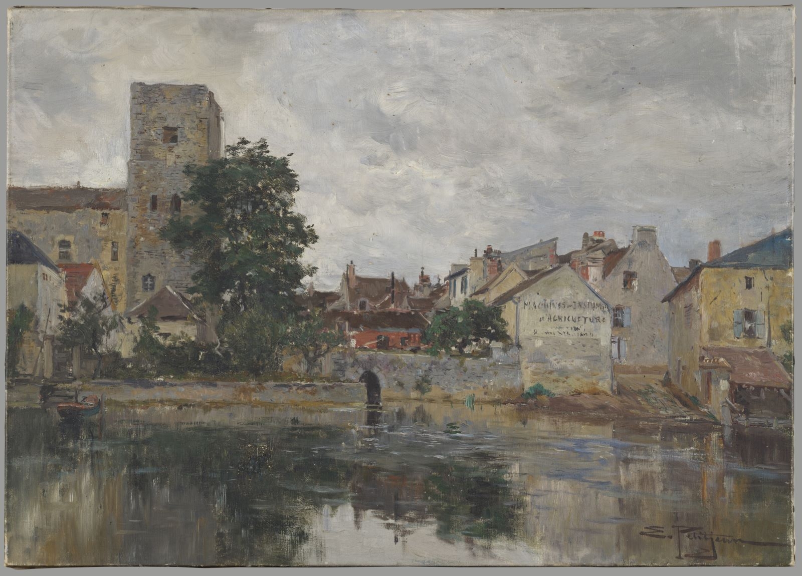 Le Vieux château et l'usine Darley à Nemours, Edmond Marie Petitjean, 1907 avant