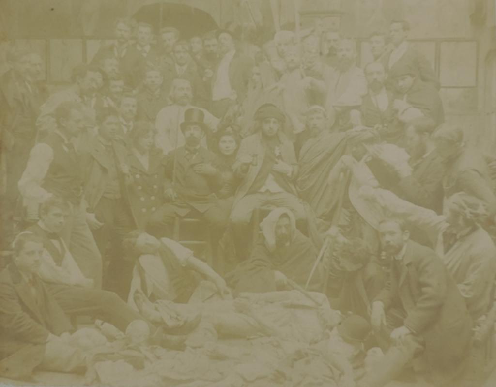 Une classe de l'Académie Julian reconstituant en tableau vivant 'L'entrée de Mohamed II à Constantinople' de Benjamin Constant, Harmelin, 1894