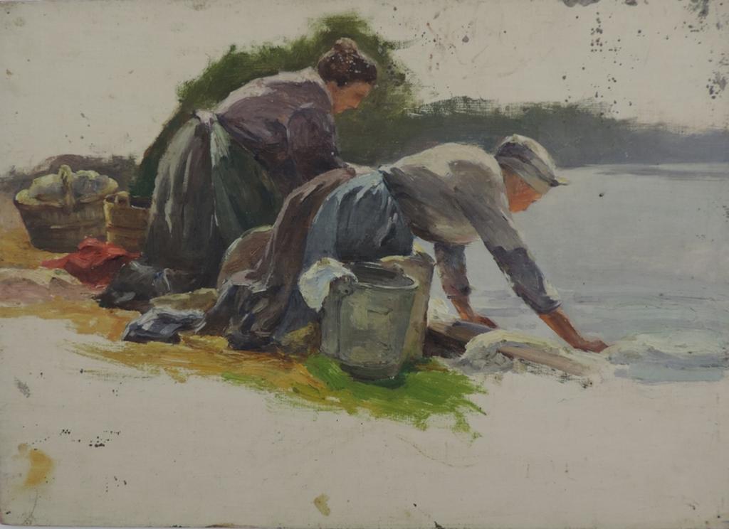 Etude de lavandières, Gaston Ernest Marche, 4e quart 19e siècle, 1ère moitié 20e siècle