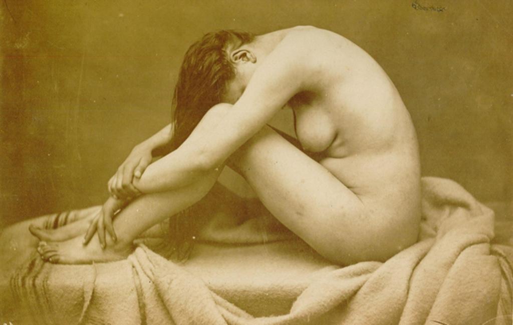 Modèle d'atelier : jeune femme nue assise, Gaudenzio Marconi, 1869